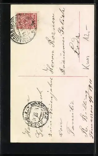 Foto-AK RPH Nr. 2495 /2: Paar küsst sich über einem Kalenderblatt, Prosit Neujahr