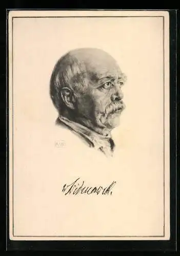 Künstler-AK Seitliches Portrait von Otto von Bismarck