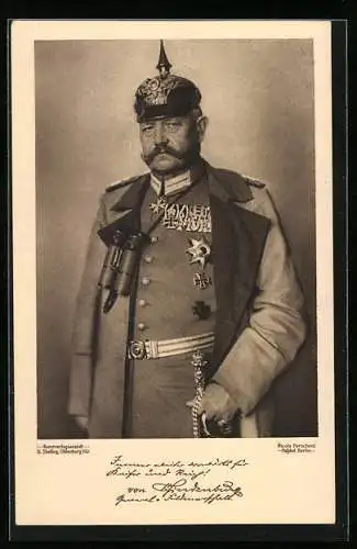 AK Paul von Hindenburg in Uniform mit Pickelhaube