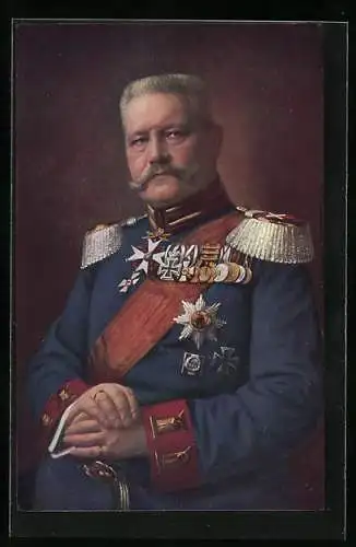 AK Paul von Hindenburg in Uniform mit Epauletten