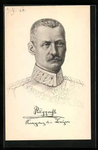 Künstler-AK Portrait Kronprinz Rupprecht von Bayern in Uniform mit Orden