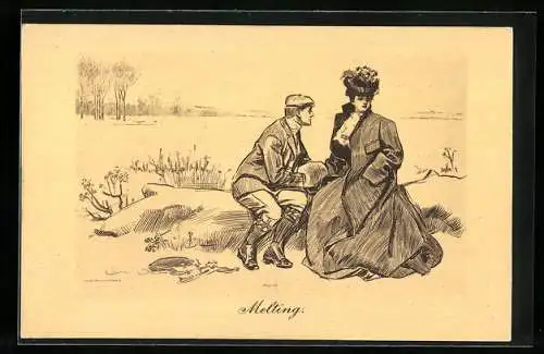 Künstler-AK Charles Dana Gibson: Melting, Herr versucht, Dame zu erweichen