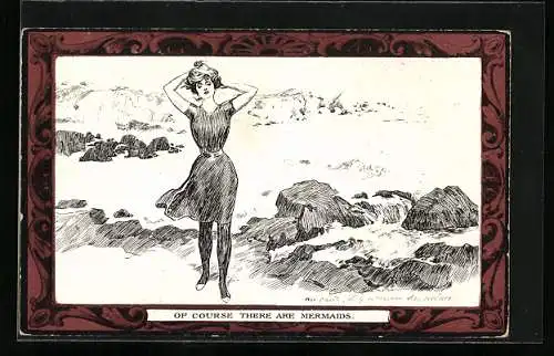 Künstler-AK Charles Dana Gibson: Dame räkelt sich am Strand