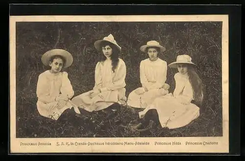 AK Prinzessinnen von Luxemburg, Antonia, Marie-Adelaide, Hilda, Charlotte