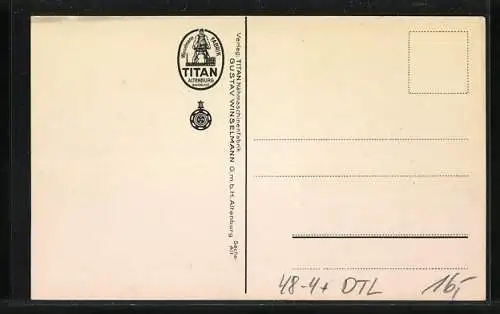 Lithographie Altenburg / S.-A., Nähmaschinenfabrik G. Winselmann GmbH, Titan-Nähmaschine mit Titan