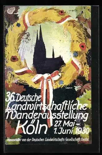 Künstler-AK Köln a. Rh., 36. Deutsche Landwirtschaftliche Ausstellung 1930, Kirche im Kranz