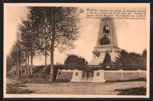 AK Waterloo, Monument des Belges