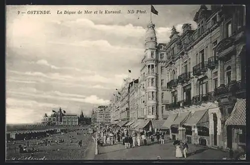 AK Ostende, La Digue de Mer et le Kursaal