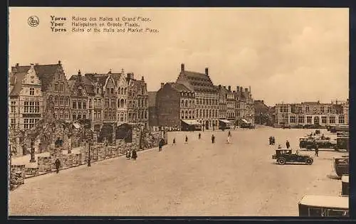 AK Ypres, Ruines des Halles et Grand`Place