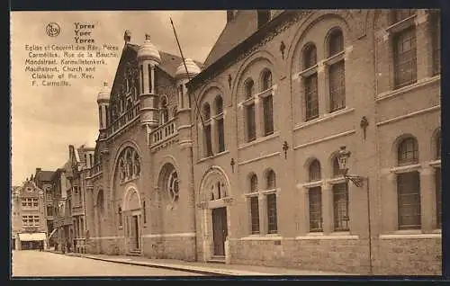 AK Ypres, Eglise et Couvent des Rév. Pères Carmélites, Rue de la Bouche