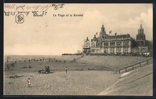 AK Ostende, La Plage et le Kursaal