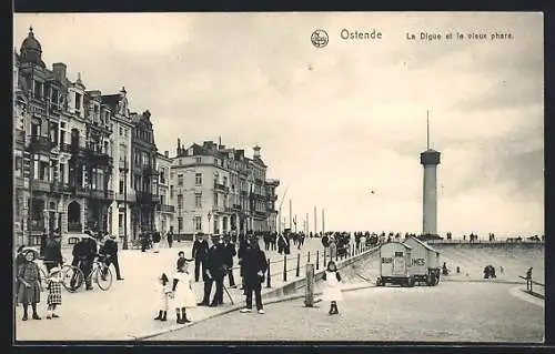 AK Ostende, La Dique et le vieux phare