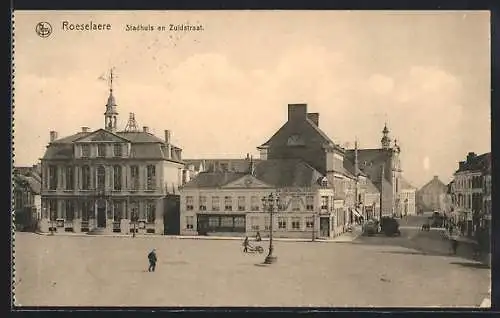 AK Roulers, Hôtel-de-Ville et rue du Sud