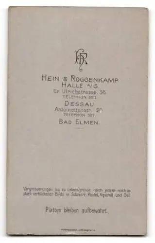 Fotografie Hein & Roggenkamp, Halle, Gr. Ulrichstrasse 36, Porträt einer jungen Frau im Profil.