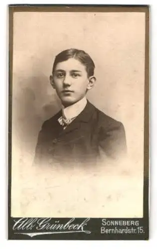 Fotografie Alb. Grünbeck, Sonneberg, Bernhardstr. 15, Portrait eines jungen Mannes