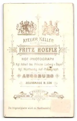 Fotografie Fritz Hoefle, Augsburg, Zeugasse B. 226, Porträt einer jungen Dame