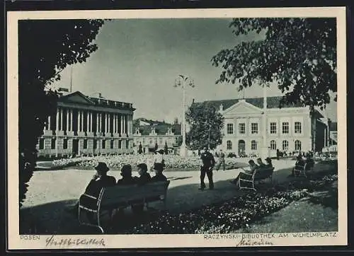 AK Posen / Poznan, Raczynski-Bibiliothek am Wilhelmplatz