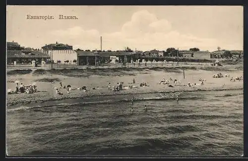 AK Jewpatorija /Krim, Strandpromenade mit Badegästen