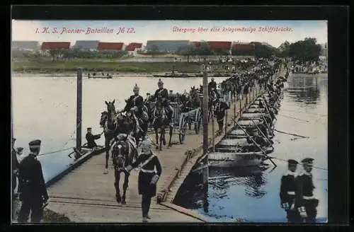 AK I. K. S. Pionier-Bataillon No. 12, Übergang über eine kriegsmässige Schiffbrücke