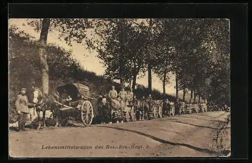 AK Lebensmittelwagen des Res.-Ers.-Regt. 2 im Feld