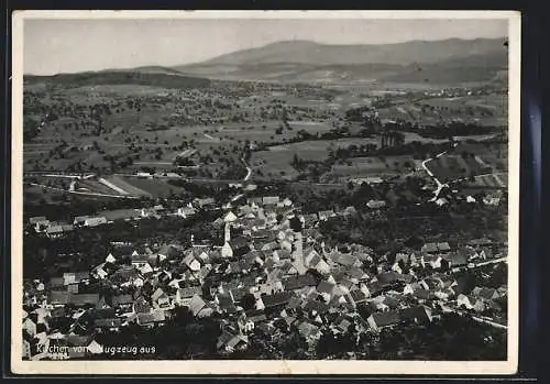 AK Efringen-Kirchen, Totalansicht, Flugzeugaufnahme