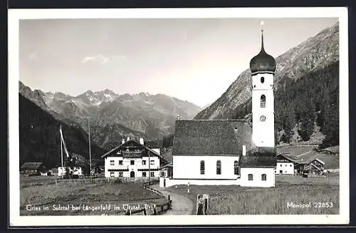 AK Gries im Sulztal, Ortsansicht mit Bergpanorama