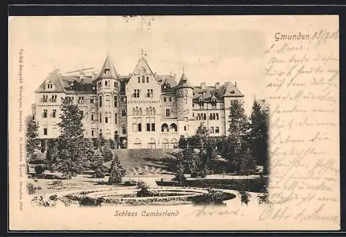 AK Gmunden, Schloss Cumberland mit Anlagen