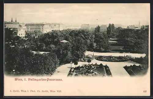 AK Wien, Volksgarten, Panorama von oben