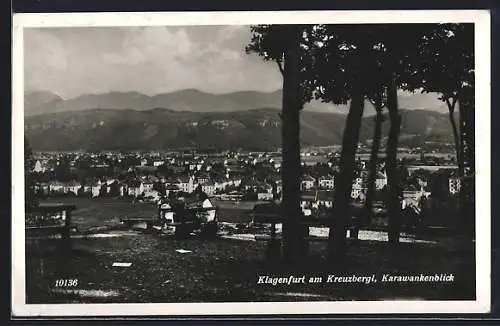 AK Klagenfurt, Am Kreuzbergl, Ortsansicht mit Karawankenblick