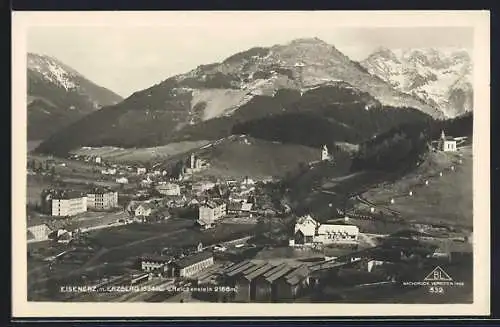 AK Eisenerz, Gesamtansicht mit Blick auf Erzberg und Reichenstein