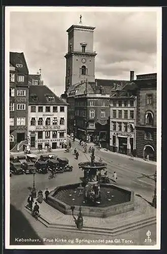 AK Kobenhavn, Frue Kirke og Springvandet paa Gl. Torv, Frauenkirche und Springbrunnen auf Gl. Torv