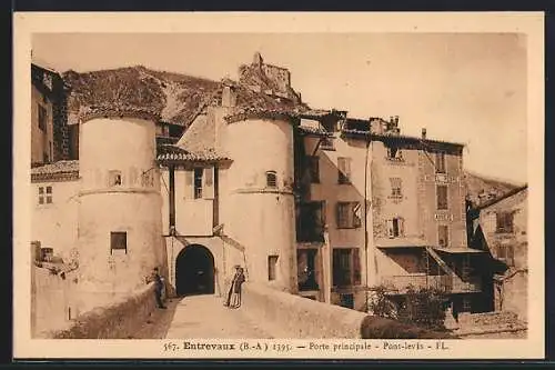 AK Entrevaux /B.-A., Porte principale, Pont-levis