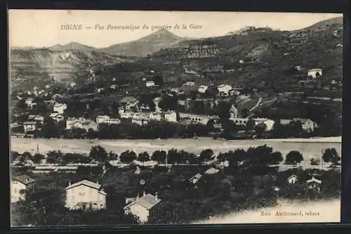 AK Digne, Vue Panoramique du quartier de la Gare