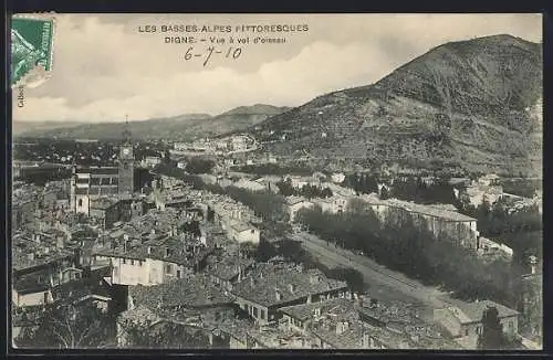 AK Digne, Les Basses-Alpes Pittoresques, Vue à vol d`oiseau