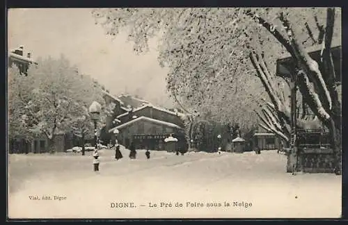 AK Digne, Le Pré de Foire sous la Neige