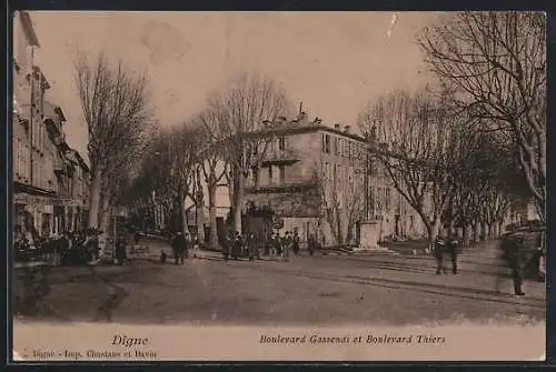 AK Digne, Boulevard Gassendi et Boulevard Thiers