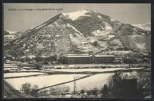 AK Digne, Vue générale du Lycée sous la Neige