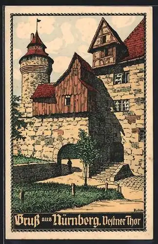 Künstler-AK Kallista: Nürnberg, Vestner Tor