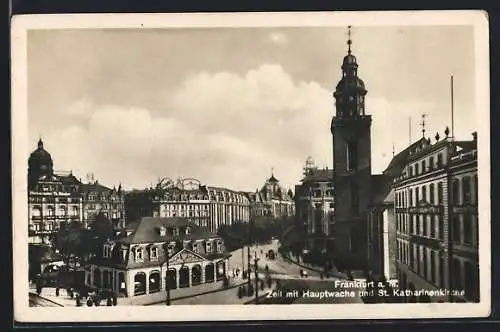 AK Frankfurt a. M., Zeil mit Hauptwache und St. Katharinenkirche