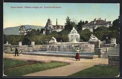 AK Baden-Baden, Gönner-Anlage mit Josefinen-Brunnen