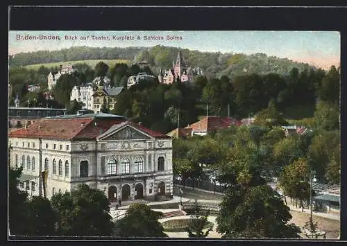 AK Baden-Baden, Blick auf Theater, Kurplatz u. Schloss Solms