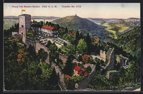 AK Baden-Baden, Blick zur Yburg