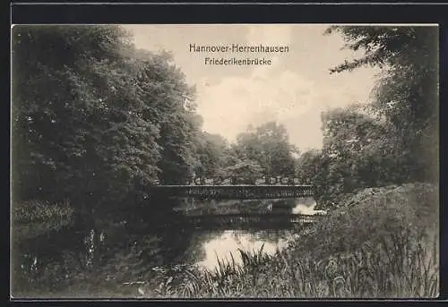 AK Hannover-Herrenhausen, Blick auf die Friederikenbrücke