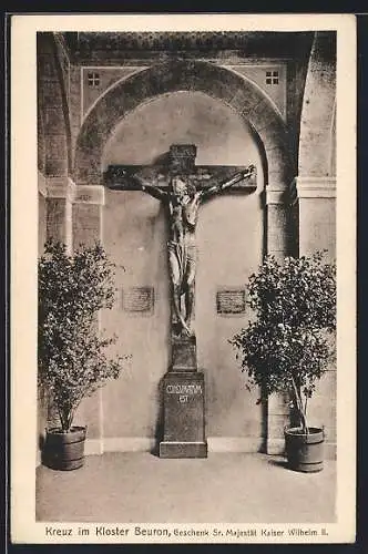 AK Beuron, Grosses Jesuskreuz im Kloster