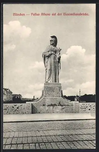 AK München, Pallas Athene auf der Maximiliansbrücke