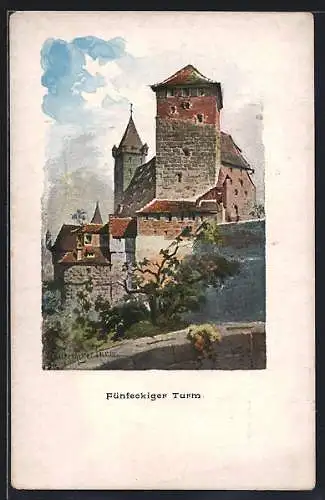 Künstler-AK Nürnberg, Fünfeckiger Turm