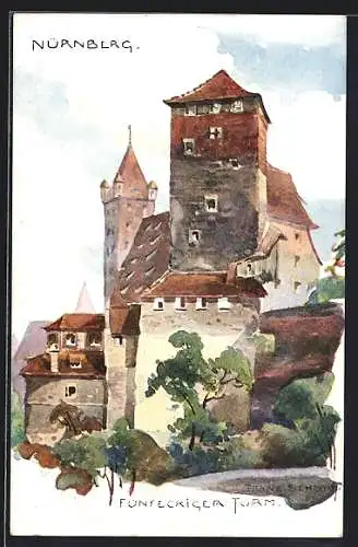 Künstler-AK Nürnberg, Fünfeckiger Turm