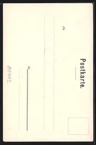 Lithographie Nürnberg, Partie im Burghof