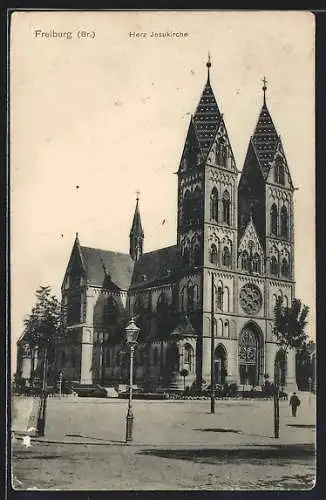 AK Freiburg /Br., Die Herz Jesukirche