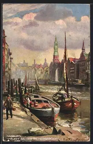 Künstler-AK Raphael Tuck & Sons Nr. 509B: Alt-Hamburg, Fleet bei der Reimersbrücke